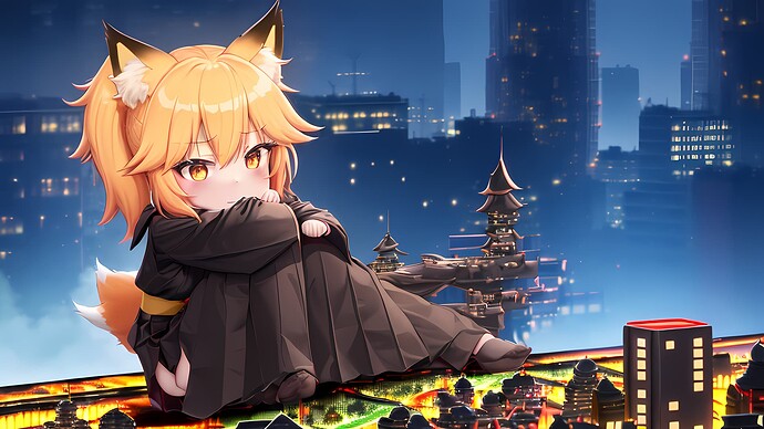 high_quality__extremely_detailed_cg_unity_8k_wallpaper__1girl__giantess__kagamine_rin__fox_girl__size_difference_fox_tail__yellow_hair__red_eyes__yellow_fox_ears__black_cloth__black__3984896439(2)